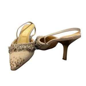 Donna Karan Tan and Gold Heels